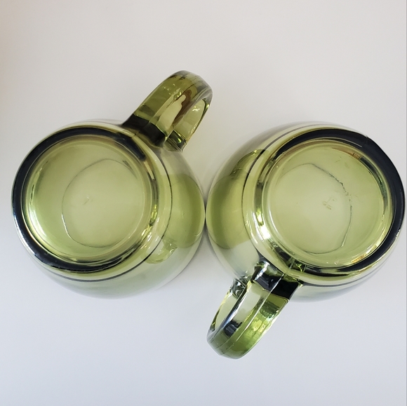 2 Green Glass Coffee Mugs - Libbey - Picture 3 of 5